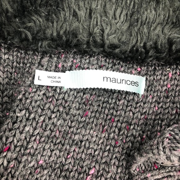 Maurices Sweater Women Large Sleeveless Vest Faux Fur Gray Cable Knit - Picture 5 of 10